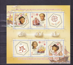 ROMANIA 2005 LP 1691 b - 50 ANI PRIMELE TIMBRE EUROPA- CEPT BLOC DANTELAT MNH foto