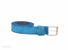 Curea piele naturala intoarsa Bleu (latime 3,3 cm) - Made in Romania C48 foto