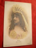 Ilustrata 1900 -Una dintre celebrele actrite -Teatrul Rohan Folie Bergere- Paris