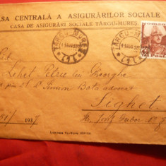 Plic Antet Casa Centrala a Asigurarilor Sociale Tg.Mures , circ. la Sighet 1937