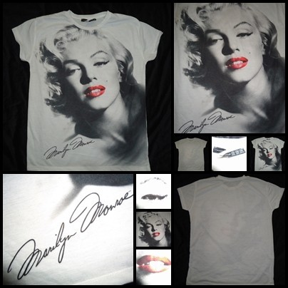 TRICOU ALB DAMA MANECA SCURTA IMAGINE MARILYN MONROE SUPRADIMENSIONATA