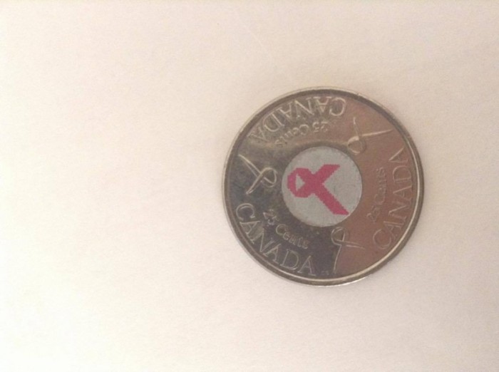 MONEDA ANIVERSARA - LUPTA IMPOTRIVA CANCERULUI (CANADA) - COLOR
