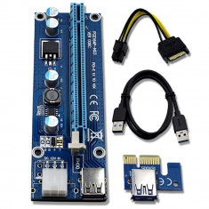 Riser PCI iUni V006C, Set 6 Bucati, PCI-E 1X - 16X, cablu 6 pini, USB 3.0 foto