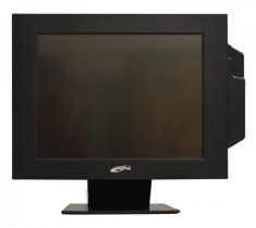 Monitor 15 inch TFT DigiPos 714A Black, Touchscreen, Cititor Carduri, 2 Ani Garantie foto