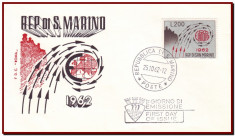 San Marino 1962 - FDC Europa, organizatii, plic prima zi foto