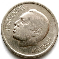 AFRICA , MAROC , 1 DIRHAM 1974 , Hassan II 2nd portrait , UN SINGUR AN DE BATERE foto