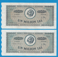 1000000 lei 1947 29 aUNC 2 Serii Consecutive foto