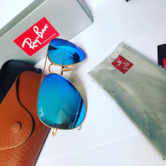 Ochelari de Soare RayBan RB 3025 Aviator Large Metal 112/17 Blue Gold Mirror foto