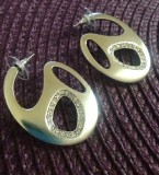Cercei SWAROVSKI GUESS inox placati cu aur ALB si zirconia- STANTAT