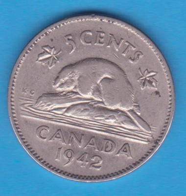 (M1656) MONEDA CANADA - 5 CENTS 1942 foto