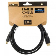 Cablu HDMI 4World High Speed cu Ethernet v1.4 3D HQ 1.8m Negru foto