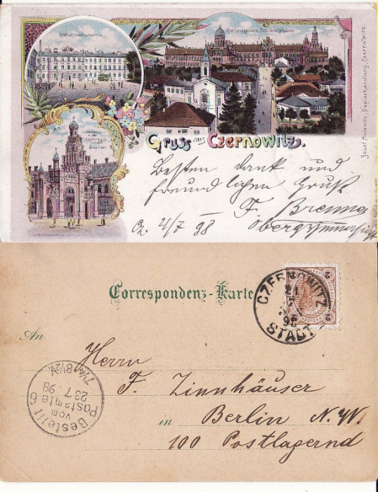 Cernauti , Bucovina - litografie 1898