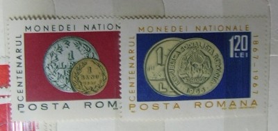 Serie 2 val. &amp;quot;Centenarul monedei nationale&amp;quot; - Romania, 1967 foto