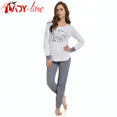 Pijama Dama Din Bumbac 100% Cu Maneca Si Pantalon Lung, DN Nightwear, Cod 1379 foto