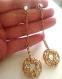 Cercei eleganti -INOX placati aur 18k si cristale albe