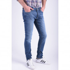 Blugi Bumbac Jack&amp;amp;Jones Tim Original Am 012 Slim Fit Albastru foto