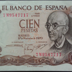 Bancnota 100 PESETAS - SPANIA, anul 1970 * cod 191 = A.UNC