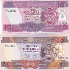 Bancnota Insulele Solomon 10 si 20 Dolari (1986) - P15/ 16 UNC ( set x2 )