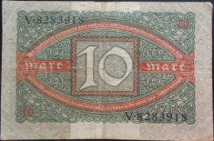 Bancnota istorica 10 MARCI - GERMANIA, anul 1920 *cod 179 foto