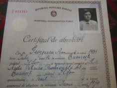 certificat de absolvire pentru calificare tesut anul 1952 foto