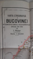 Harta etnografica a Bucovinei 1910- romani ,ruteni,hutani,evrei,nemti,maghiari foto