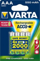 Varta - Set 4 Acumulatori , baterii reincarcabile AAA, HR3 , 550mah foto