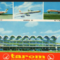 CPI (B9575) CARTE POSTALA - OTOPENI, TAROM, BAC 1-11, BOEING 707, IL - 62, AVION