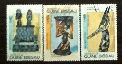 GUINEA BISSAU 1984 - ARTA AFRICANA TRADITIONALA, 3 timbre stampilate, DF12 foto