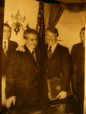 Fotografie mare - Nicolae Ceausescu si Jimmy Carter in SUA 1978, 23,2 x 16,4 cm foto