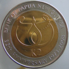 PAPUA NOUA GUINEE KM#NEW - 2 Kina 2008 UNC &amp;quot;35 YEARS BANK OF PAPUA N.G.&amp;quot; 33.3mm foto
