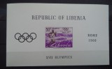 LIBERIA 1960 &ndash; ATLETISM OLIMPIADA ROMA, COLITA NDT MNH, DS16, Nestampilat