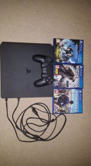 Play Station 4 slim 1 TB + 1 controler dualshock 4V2 + 3 jocuri + garantie foto