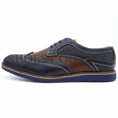 Pantofi casual barbati,Cod:371 Bl+Maro (Culoare: Bluemarin, Marime Incaltaminte: 43) foto