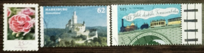 GERMANIA 2014/2015 &ndash; TREN, CASTEL, FLOARE, timbre stampilate, DF10