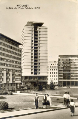 CP Z648-BUCURESTI-VEDERE DIN PIATA PALATULUI RPR -CIRCULATA 29.7.1963 INVATAMANT foto