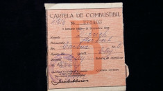 TICHET - CARTELA DE COMBUSTIBIL - PETROL - ANUL 1953 - RATIE PERIOADA COMUNISTA foto