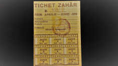 TICHET ZAHAR - CARTELA ZAHAR - ANUL 1955 - RATIE DE ALIMENTE PERIOADA COMUNISTA foto