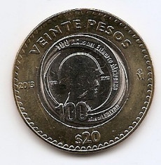 Mexic 20 Pesos 2013 - (Mexican Army) 32 mm, KM-969 UNC !!! foto