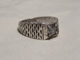 Argint INEL MASIV ornat SPLENDID central cu ZIRCONIU de efect VECHI vintage RAR