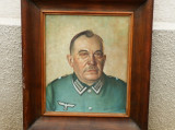 Ofiter german portret ulei pe panza, semnat Labarrere 1945, Portrete, Realism