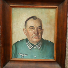 Ofiter german portret ulei pe panza, semnat Labarrere 1945