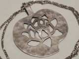 Argint MEDALION MASIV UNIC art deco 1920 FRANTA de efect OPULENT pe Lant argint