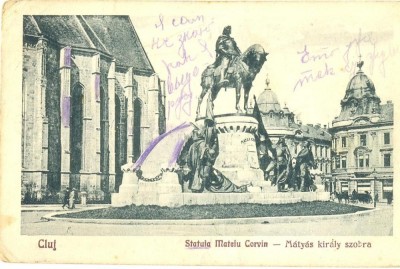 CP Z770 -CLUJ -STATUIA MATEIU CORVIN -MATYAS KIRALY SZOBRA -TIPAR1926 -CIRCULATA foto