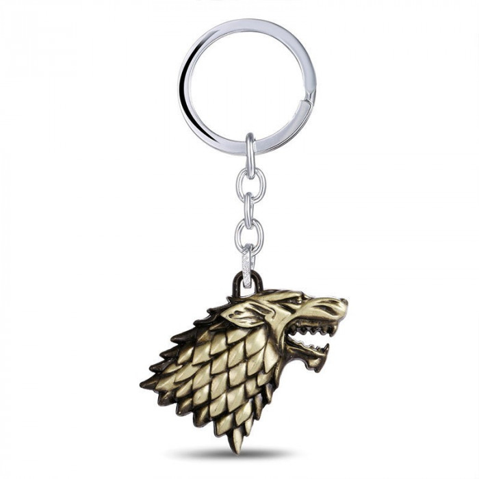 Breloc tema Game of Thrones STARK aspect vintage metalic + ambalaj cadou