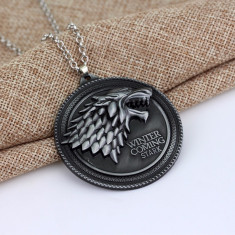 MEDALION Pandantiv cu LANTISOR Game of Thrones STARK HOUSE Patch lup 3D foto