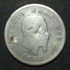 Italia 1 lira 1867 Argint foto