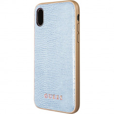 Husa Protectie Spate Guess GUHCPXPYLBL Piele Python Albastru pentru APPLE iPhone X foto