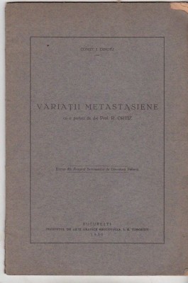 Constantin I Dihoiu - Variatii metastasiene - 1930 - cu dedicatie de la autor foto