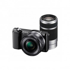 Aparat foto Mirrorless Sony Alpha A5000 20.1 Mpx Black Kit SEL 16-50mm si SEL 55-210mm foto