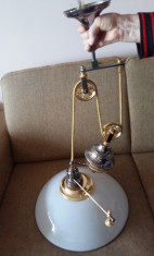 LUSTRA CU SCRIPETE COUNTRY VINTAGE LAMPA CANDELABRU BRONZ OPALINA foto